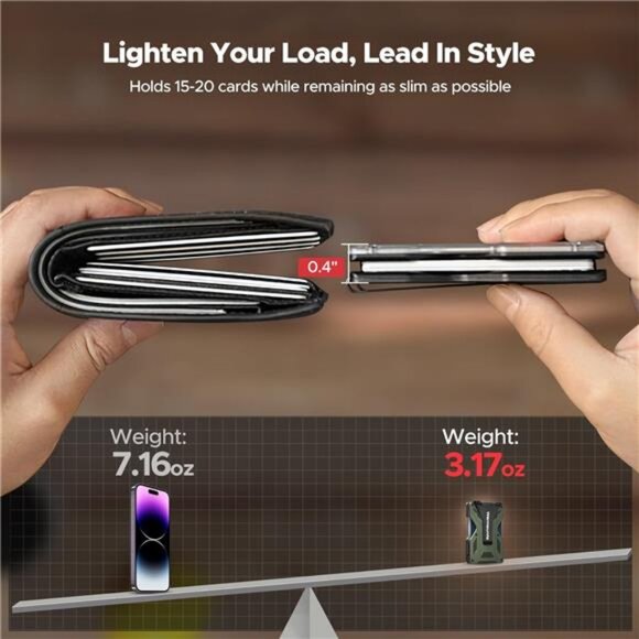 Money Clip Tactical Wallet, Carbon Fiber Wallet, RFID Blocking Minimalist Wallet - Picture 4 of 7